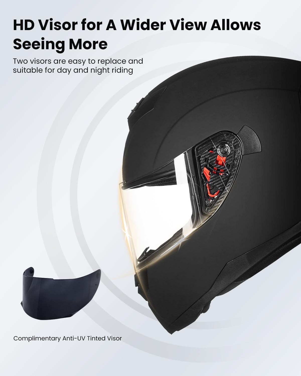 Alternative view of ILM Full Face Motorcycle Helmet for Motocross Street Bike DOT Certified 2 Visors Model-317(Matte Black, L)