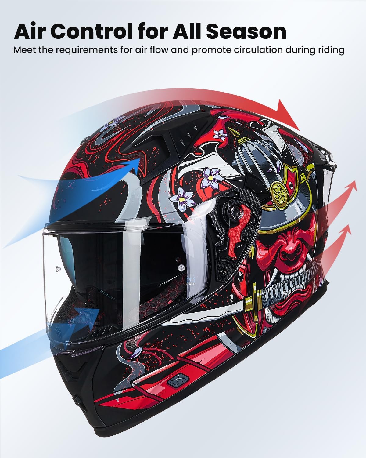 Alternative view of ILM Motorcycle Helmet Full Face with Pinlock Compatible Clear&Tinted Visors and Fins Street Bike Motocross Casco DOT Model Z501(Armor Red, Large)