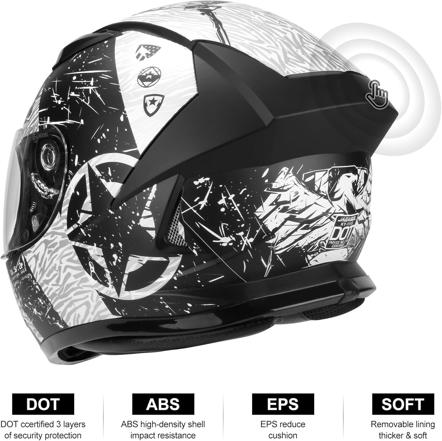 Alternative view of JAGASOL DOT Lightweight Full Face Motorcycle Street Bike Helmets with Extra Tinted Visor for Adults Men and Women, DOT Approved(Graphic,S)