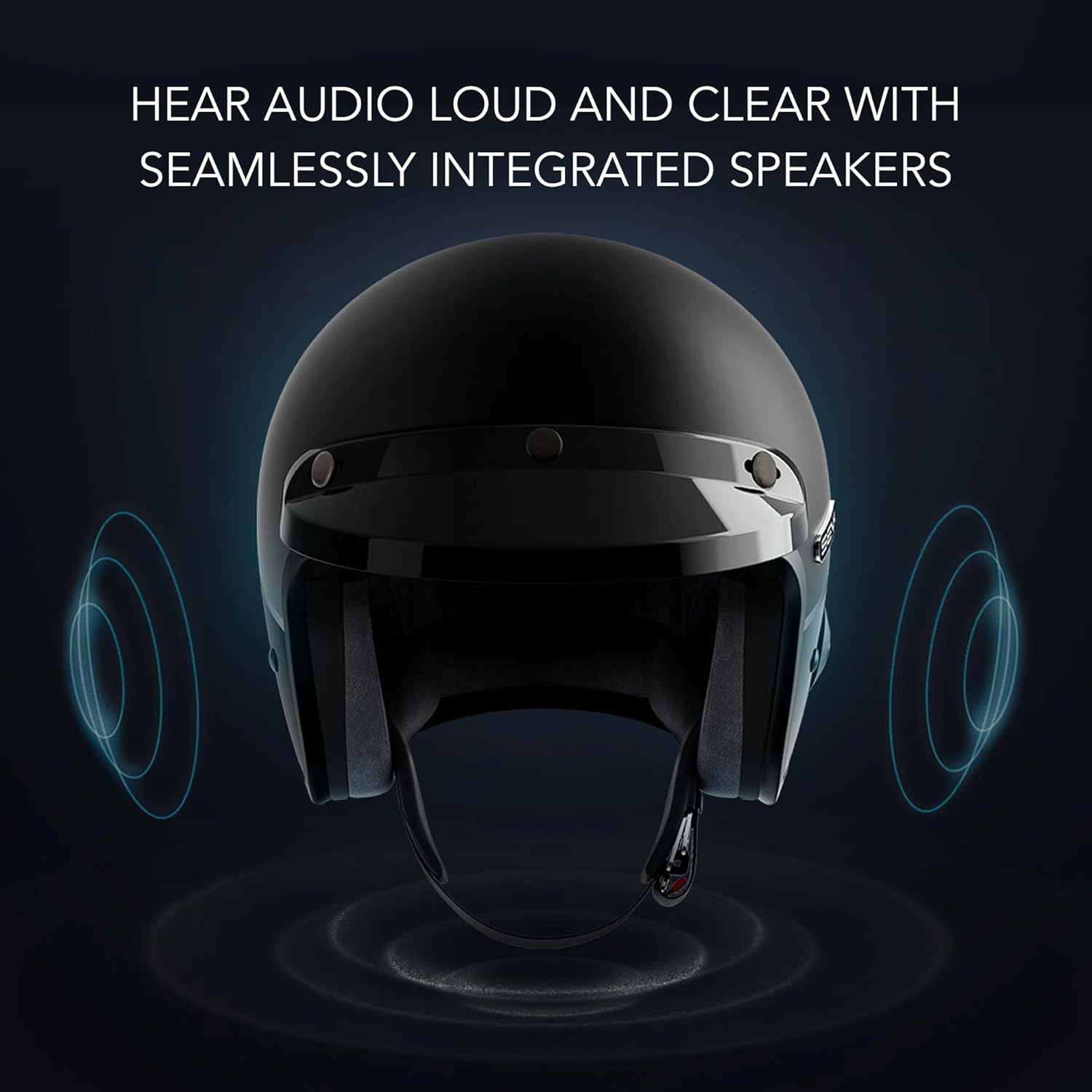 Alternative view of Sena Surge Mesh Intercom Enabled Open Face Smart Motorcycle Helmet (Matte Black/Gloss Black, L)