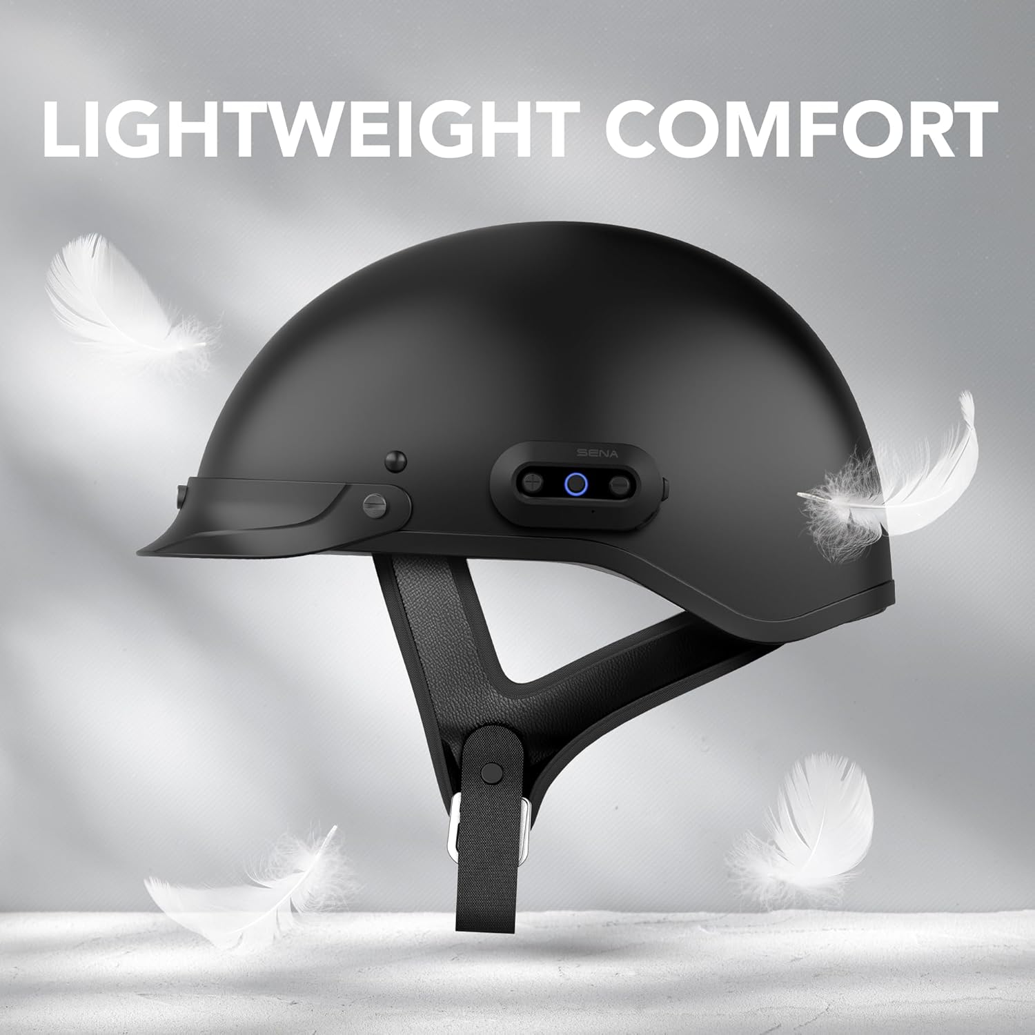 Alternative view of Sena Cavalry 2 Mesh Intercom Enabled Motorcycle Half Helmet, Integrated Communication System (Matte Black, Large)