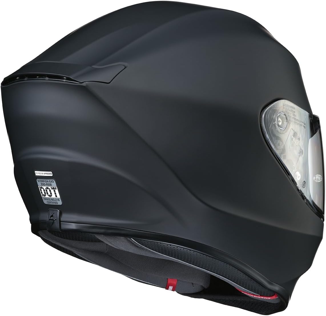 Alternative view of ScorpionEXO R330 Full Face Motorcycle Helmet with Pinlock Ready Shield Bluetooth Ready Speaker Pockets DOT ECE Approved Solid (Matte Black - Large)