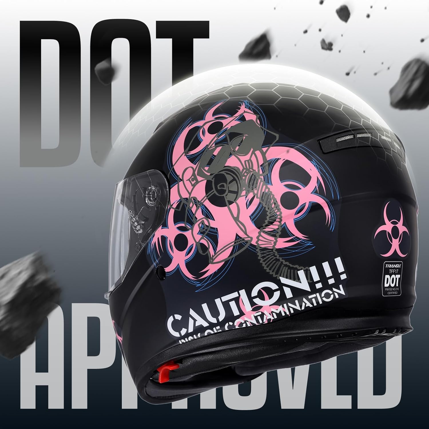 TRIANGLE Full Face Motorcycle Helmet Dual Visor Helmets for Adult Men and Women with Smoked Sunshield DOT Approved