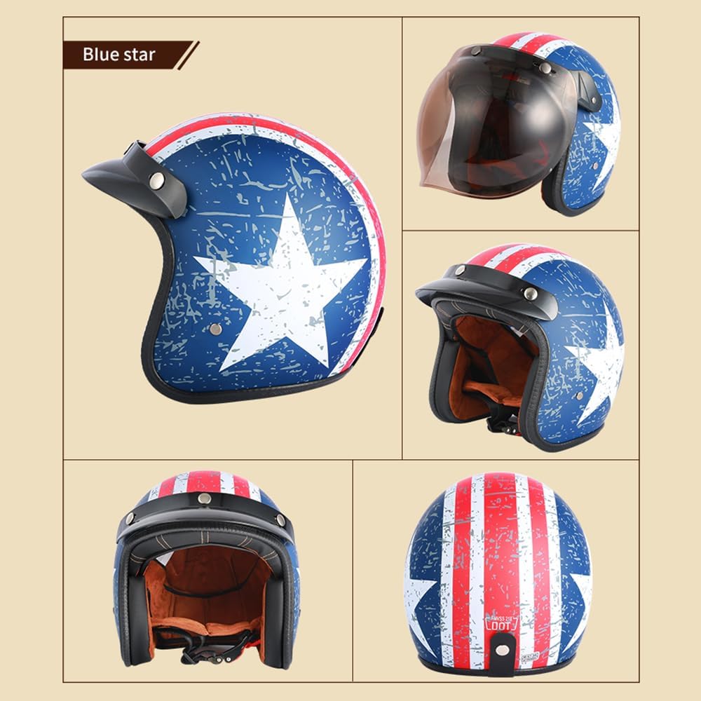Alternative view of GJH 3/4 Open Face Motorcycle Helmets Collection - Vintage and Modern Designs DOT Approved for Men and Women Ideal for Bobber Scooter ATV Cruiser(M/L/XL)