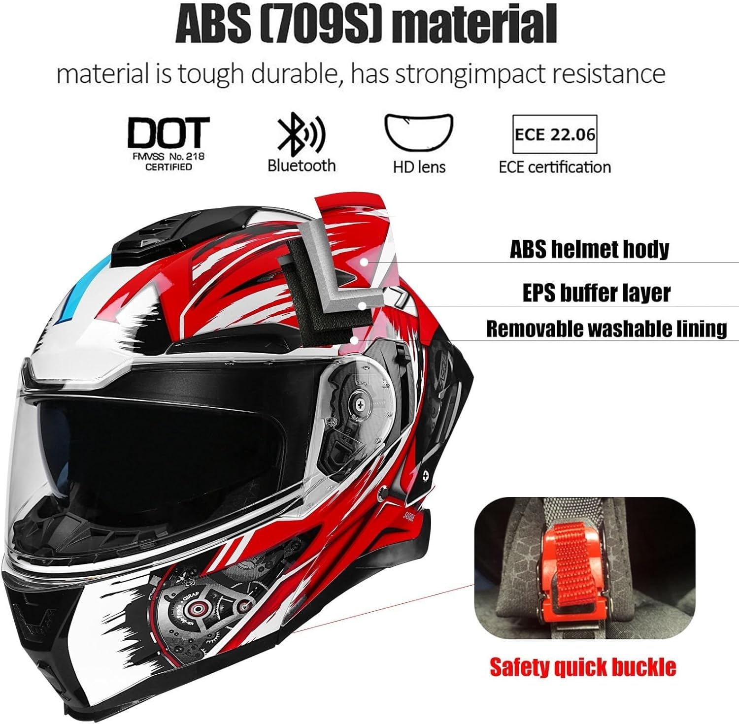 Bluetooth Modular Motorcycle Helmet with Dual Visors, DOT ApprovedBuilt-in Sun Shield, Removable Washable Liner for Adults Men Women, Casco Moto Hombre Mujer