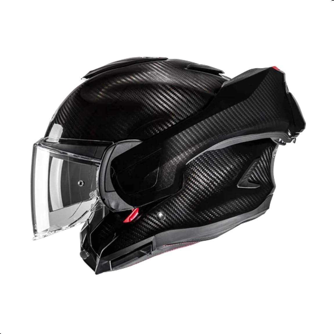 HJC F100 Carbon Solid Modular Motorcycle Helmet with HJ-45 Pinlock Visor, DOT Approved (Carbon, Medium)