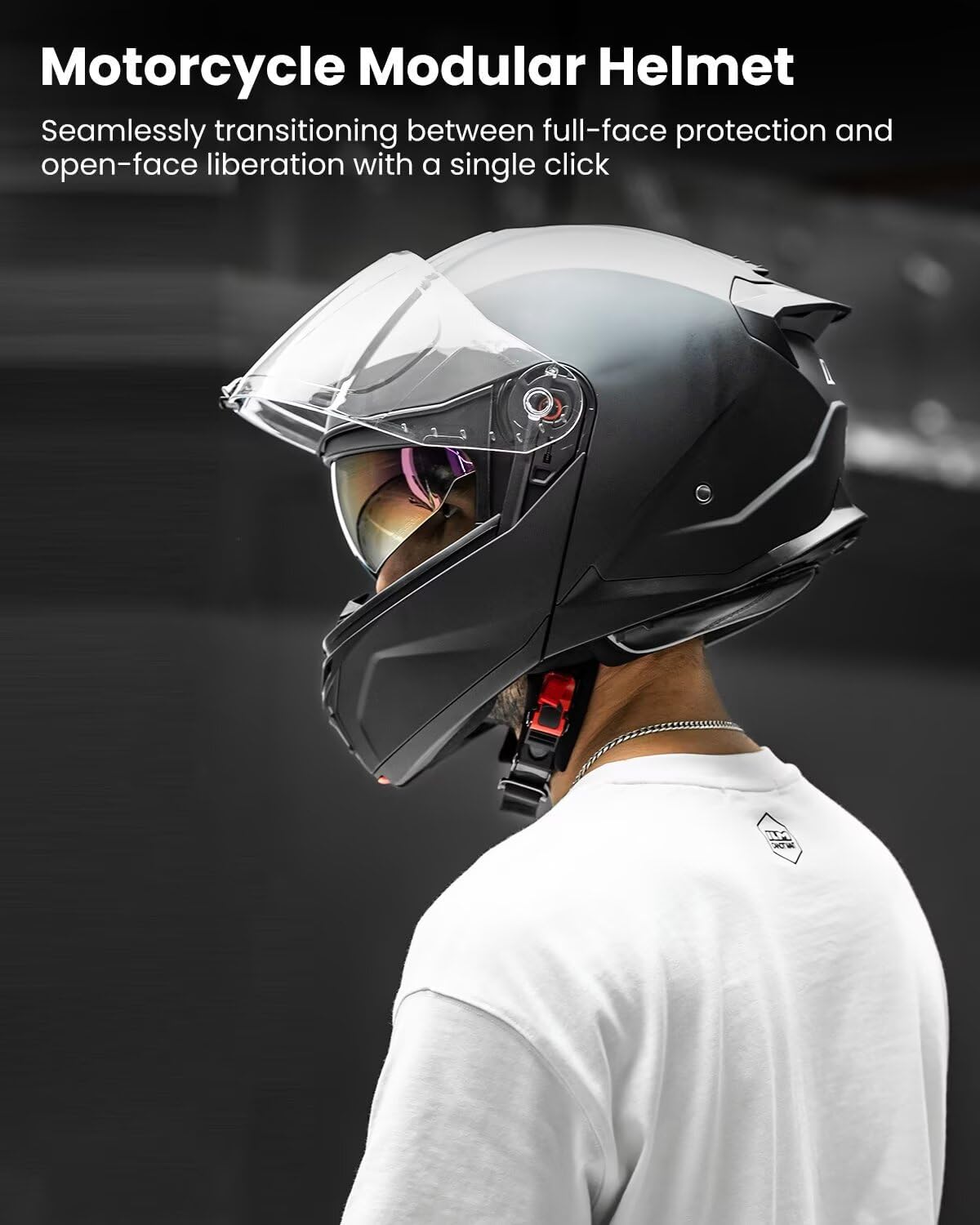 ILM Motorcycle Helmet Modular Full Face for Men Women DOT ECE Powersports Motorbike Street Racing Model B-711(Matte Black,L)