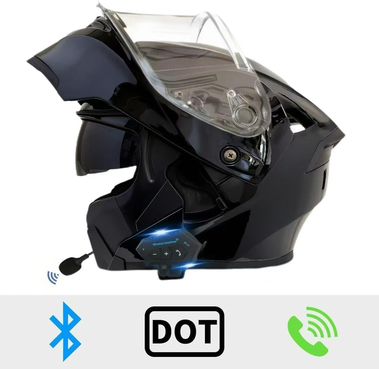 Bluetooth Motorcycle Helmet,Modular Motorcycle Helmet with Bluetooth,DOT Approved Dual Visor Full Face Flip up Bluetooth Integrated Motorcycle Helmets for Adults Men Women