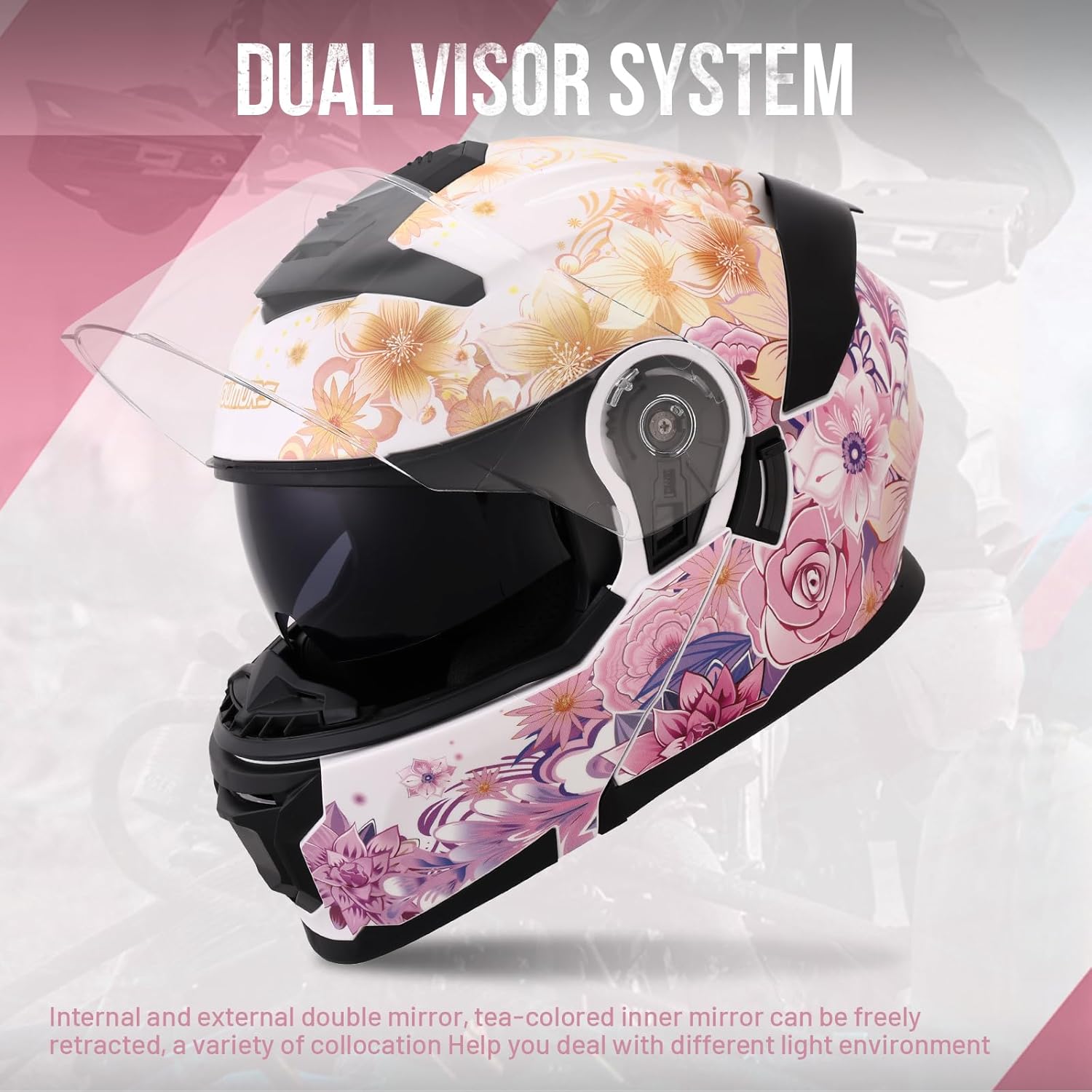 OUMURS Modular Motorcycle Helmets Full Face Flip up Street Bike Motorcycle Helmet for Unisex Adult Model 912