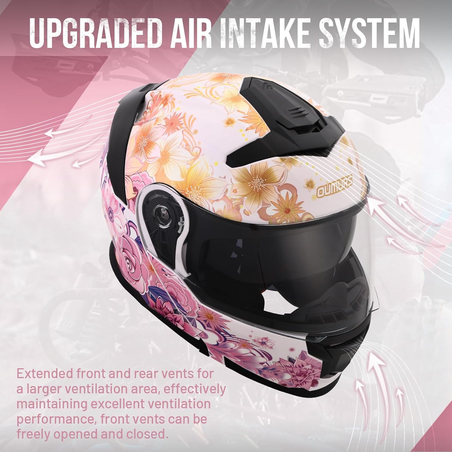 Alternative view of OUMURS Modular Motorcycle Helmets Full Face Flip up Street Bike Motorcycle Helmet for Unisex Adult Model 912