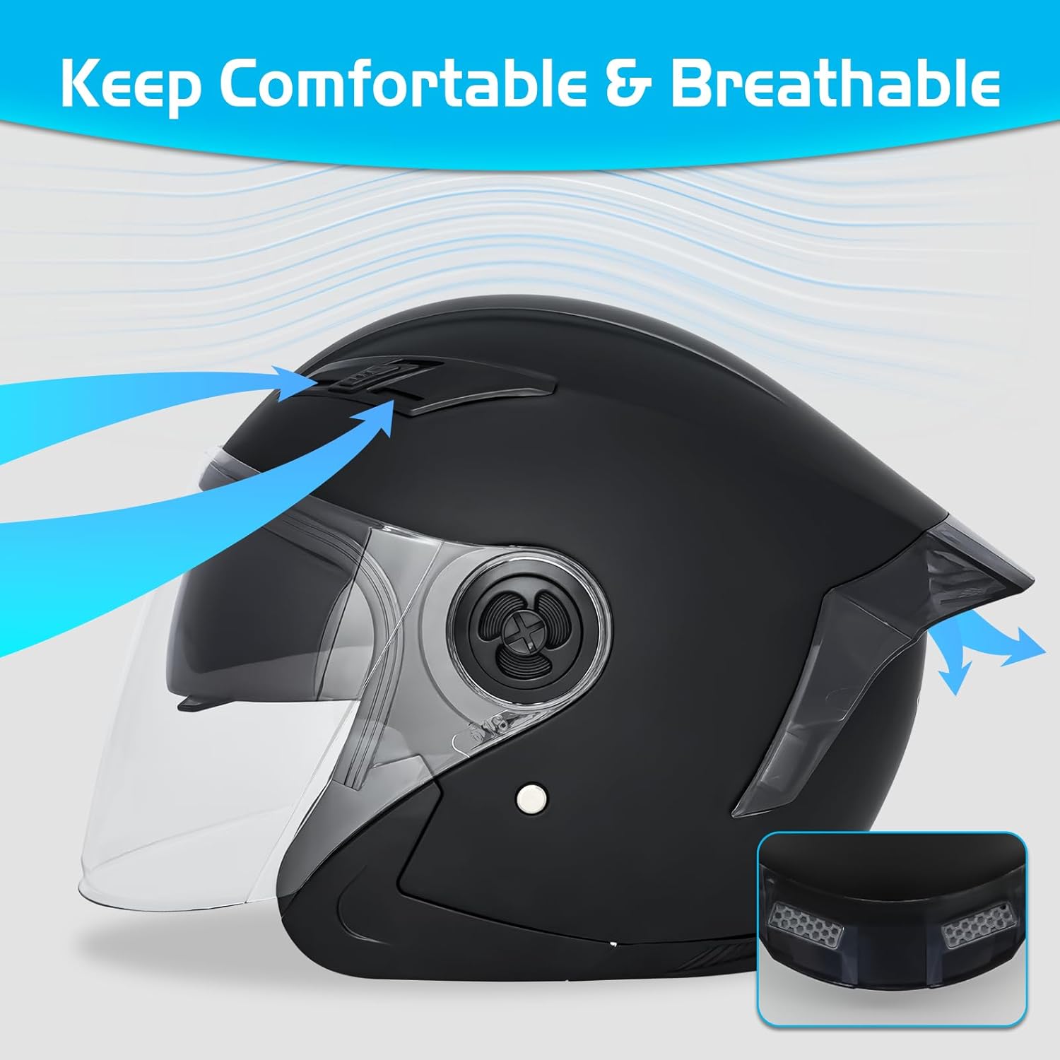 Motorcycle Open Face Helmet Adult 3/4 Half Helmets for Motor-Bike Scooter Biker Men Women DOT Approved