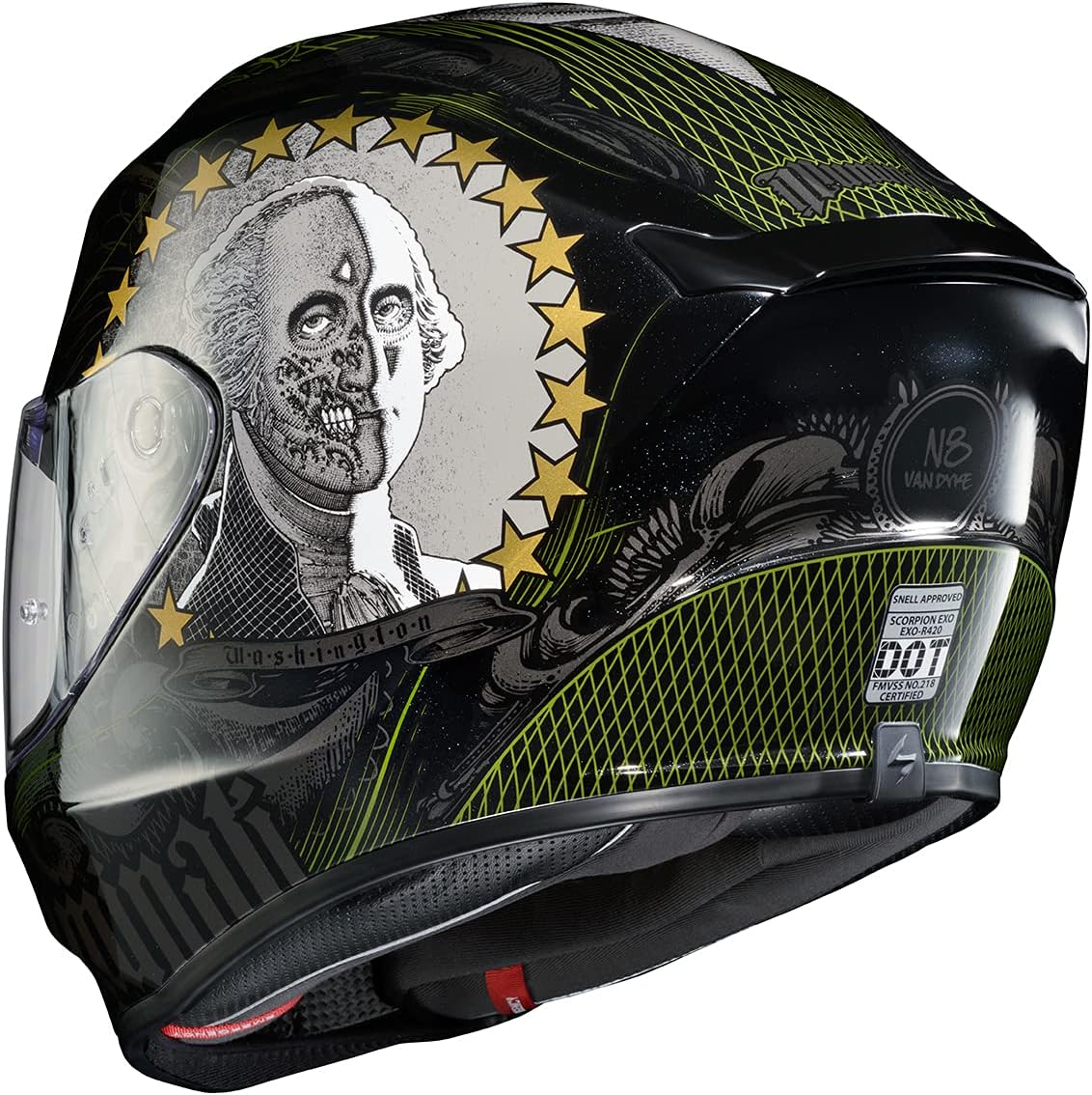 ScorpionEXO R420 Full Face Polycarbonate Street Motorcycle Helmet Comm Ready Speaker Pockets DOT Snell Approved Adult