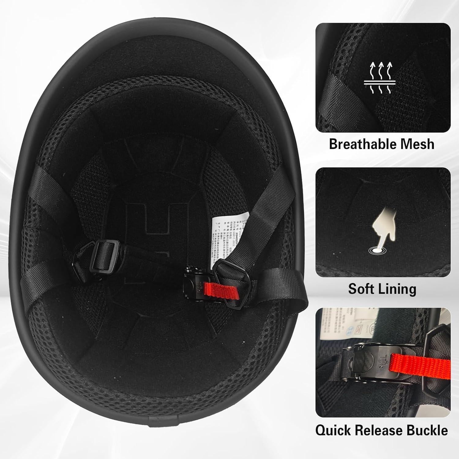 Alternative view of Retro Half Motorcycle Helmets Open Face Half Shell Motocross Helmet for Cycling Motocross Cruiser Bike Scooter Chopper Men Women DOT Approved