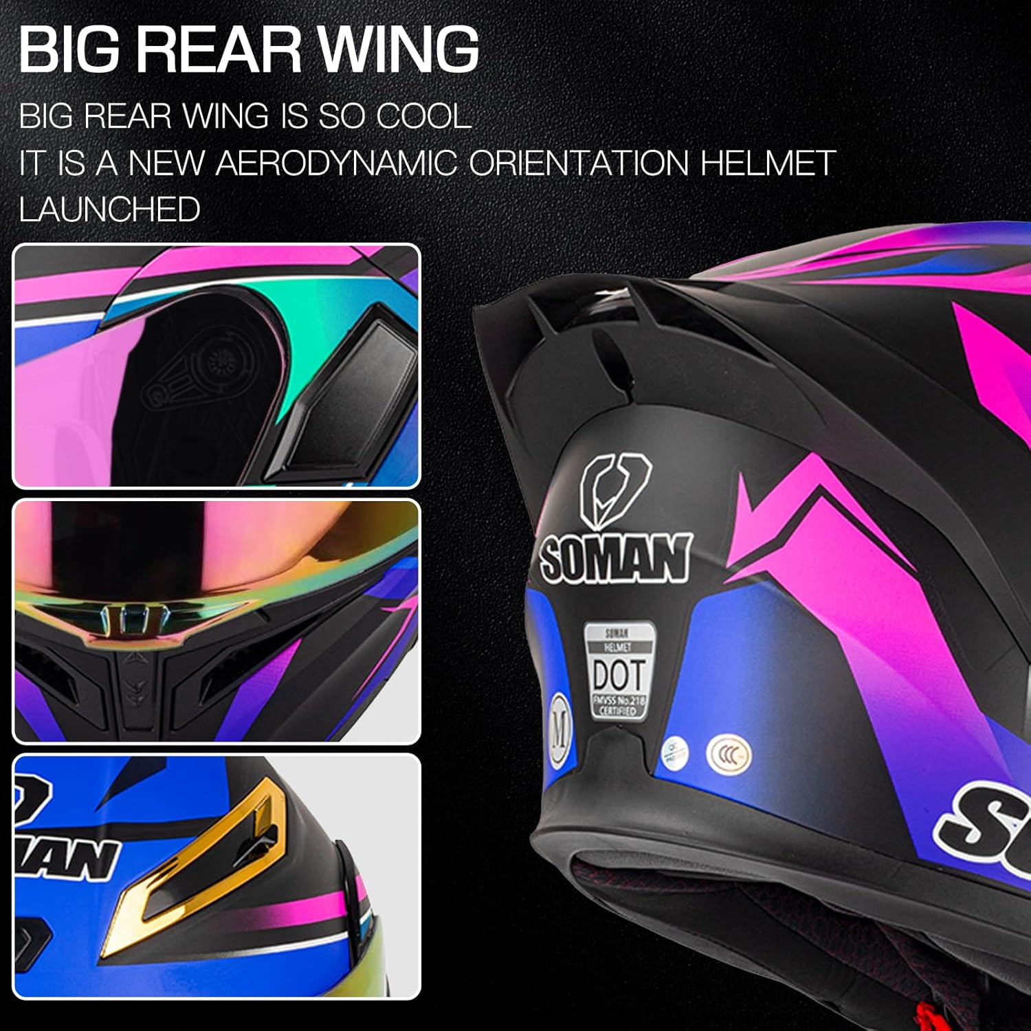 Alternative view of Bluetooth Motorcycle Helmet, DOT Approved Double-Sided Hood Full face flip Type Built-in Dual Speaker Microphone, Suitable for Adults, Men, and Women