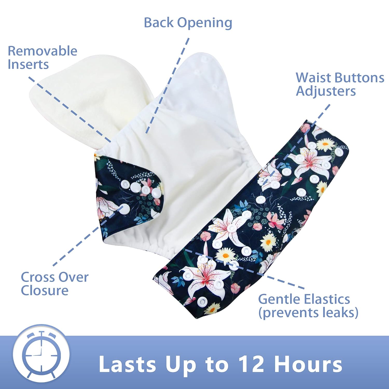 Alternative view of Leekalos Cloth Diapers Reusable for Boys and Girls, Baby Diaper Cloth with Inserts & Wet Bag One Size