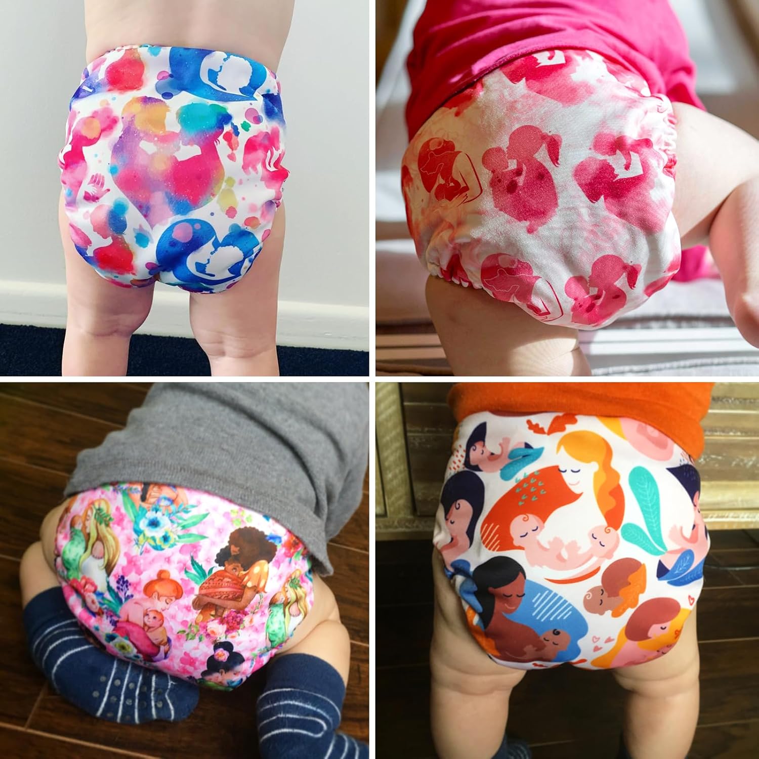 Mama Koala 1.0 Cloth Diapers for Babies, 6 Pack Pocket Shell Only (NO Inserts) - One Size Washable and Reusable Pocket Diapers for Newborns and Toddlers - 160060