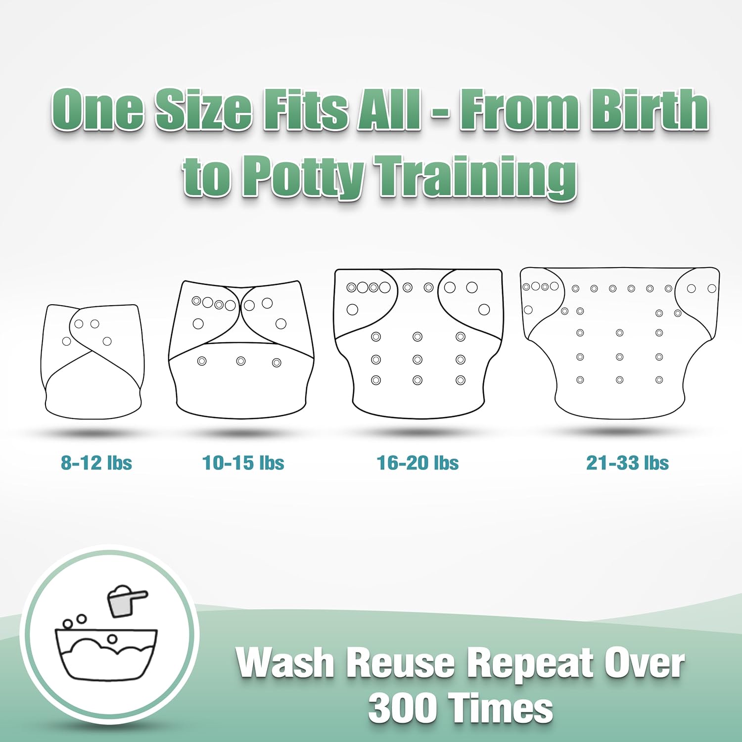 Alternative view of wegreeco Cloth Diapers 6 Pack with 6 Inserts & 1 Wet Bag, Washable Cloth Diapers for Babies, One Size Adjustable Reusable (Flower)