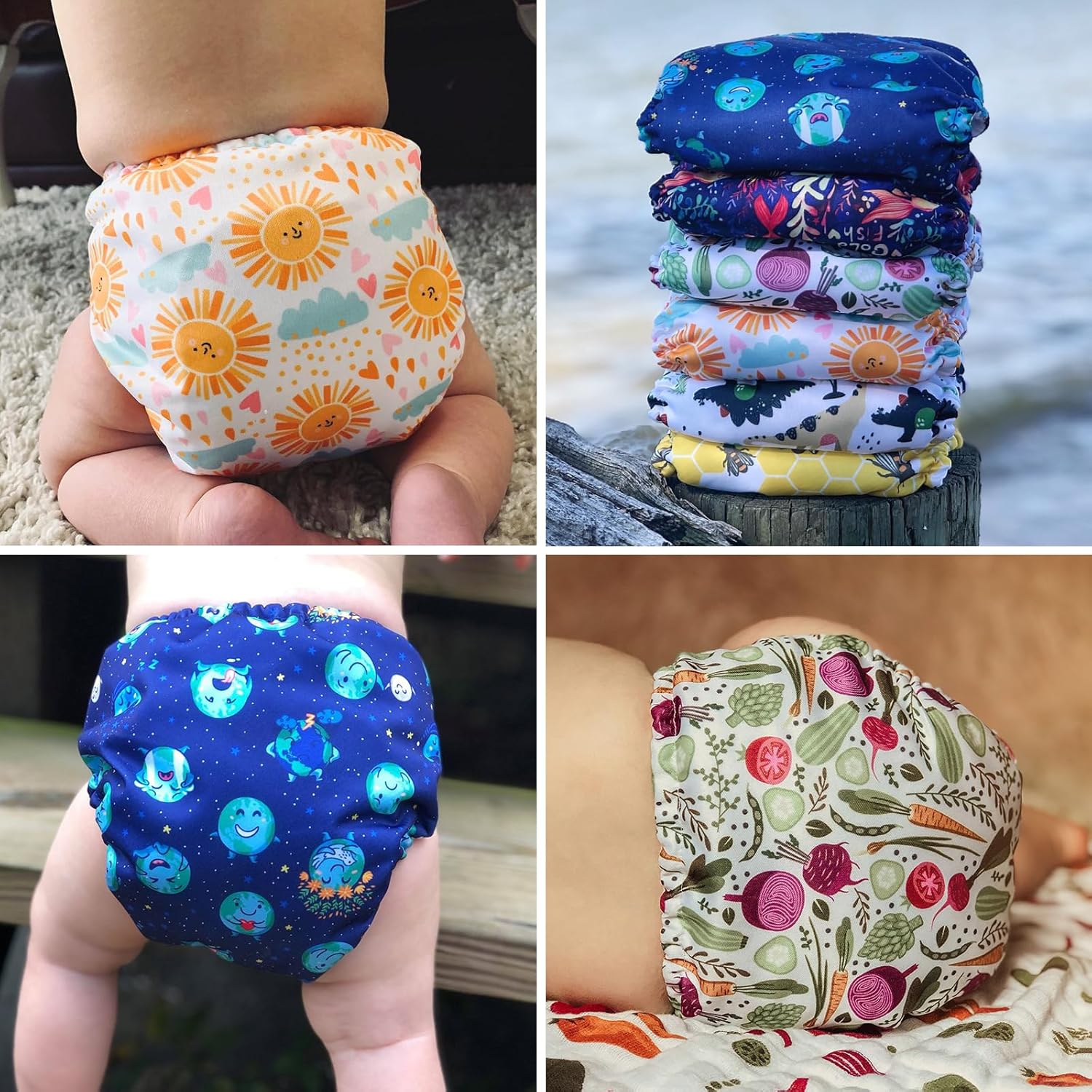 Alternative view of Mama Koala 3.0 Cloth Diapers for Babies, 6 Pack One Size Washable and Reusable Pocket Diapers for Newborns and Toddlers (Animals and Earth)