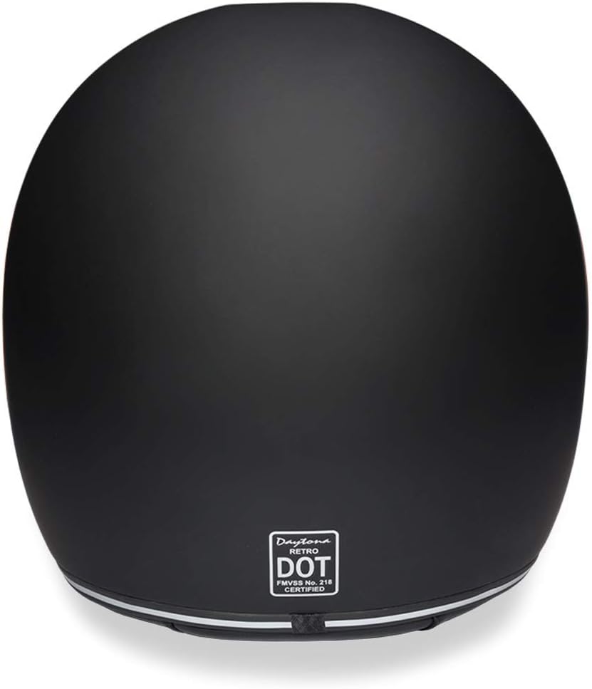 Alternative view of DOT Daytona Retro Full Face Motorcycle Helmet: Vintage Style for Men, Women, & Youth - Dull Black W/ Dull Black Accents