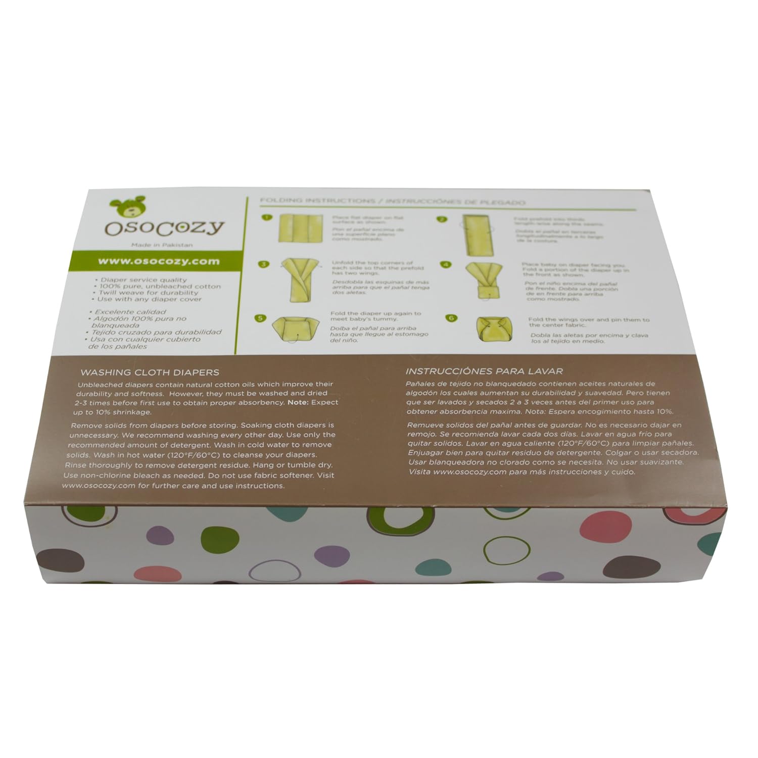 Alternative view of OsoCozy Unbleached Prefold Cloth Baby Diapers, Size 2 (15-30 lbs.), Soft, Absorbent, Durable 100% Natural Cotton, Unbleached Natural Color -6 Pack