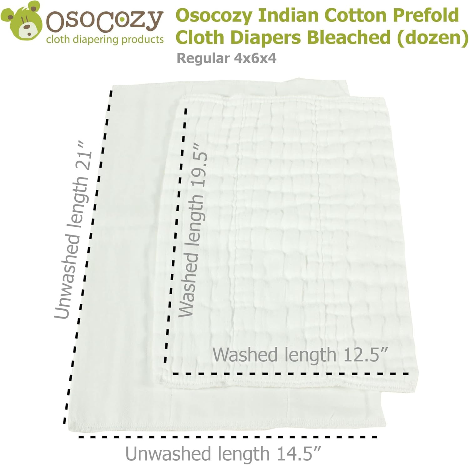 Alternative view of OsoCozy Prefold Cloth Diapers (1 Doz) - Soft, Absorbent, Durable - 100% Cotton