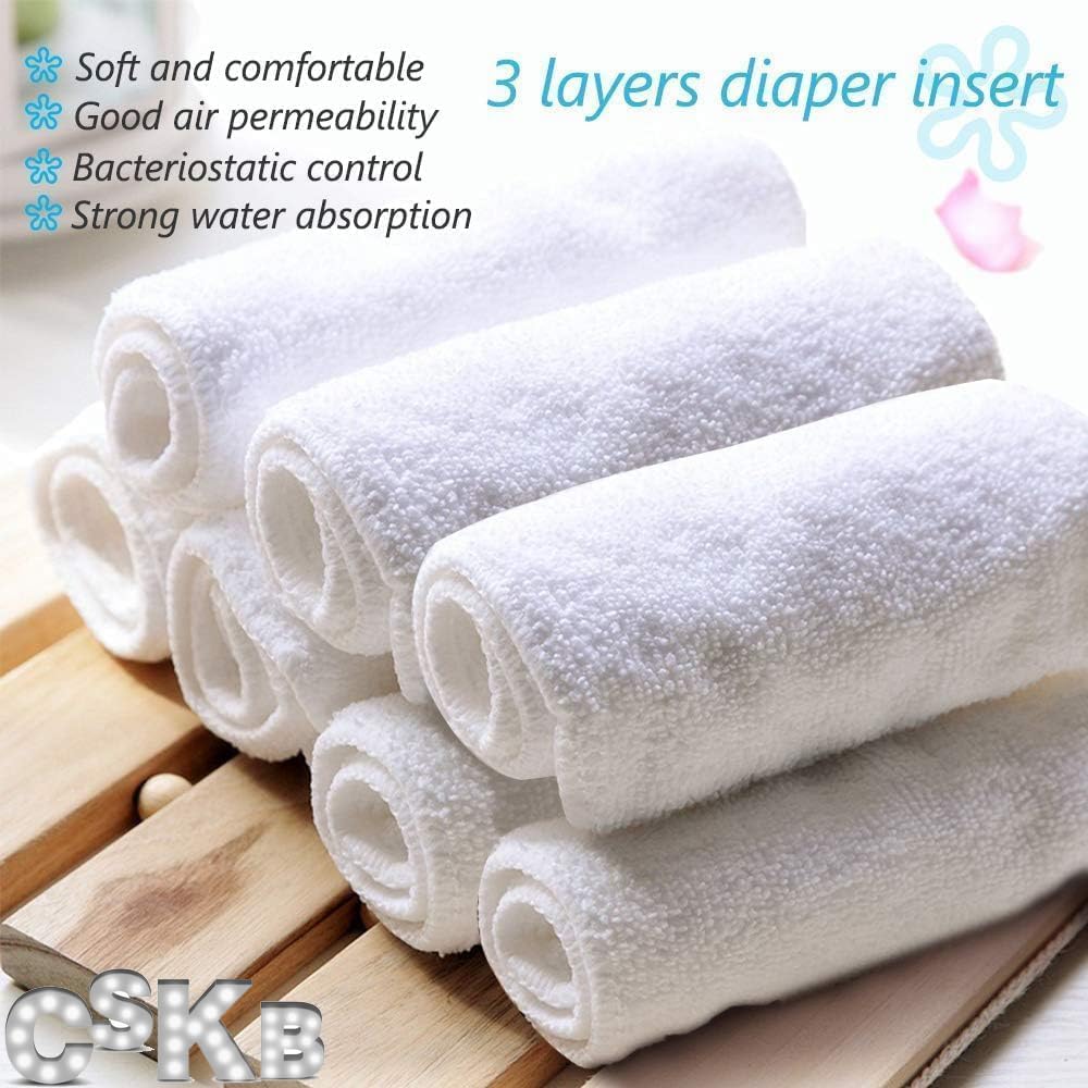CSKB Baby Cloth Diapers Washable Reusable Diapers for Baby Girls and Boys, One Size Adjustable 7 Pack with 7 Inserts and 1 Storage Bag