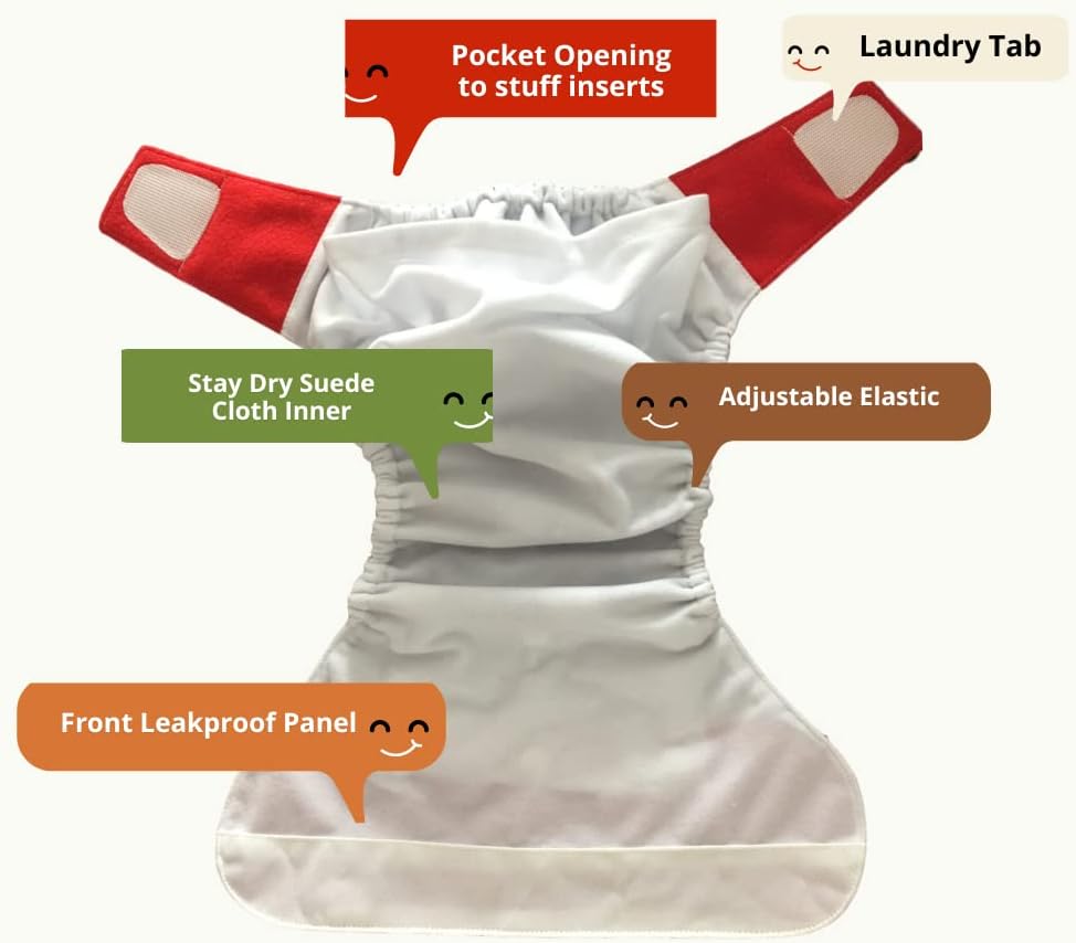 Alternative view of 12 KaWaii Baby One Size HD3 Cloth Diapers + 24 One Size Stay-Dry Super Absorbent Inserts 8-36 pounds Unisex - Best Daycare Cloth Diaper