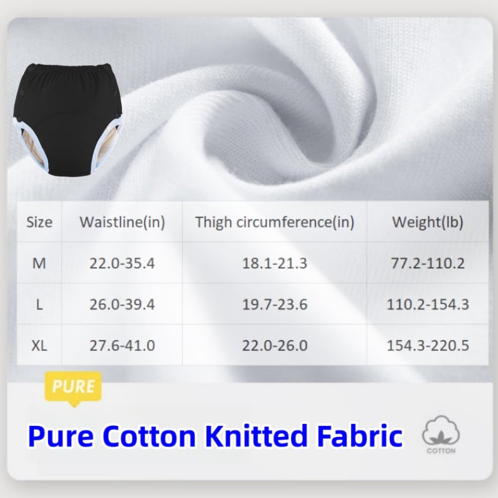 Alternative view of WEEOATAR Unisex Reusable Adult Cloth Diaper,Washable Swim Nappies,Adjustable Incontinence Cloth Diaper with Snaps,Underwear for Seniors,Disability,Postpartum Waist:26.0-39.4in(Grey,L)