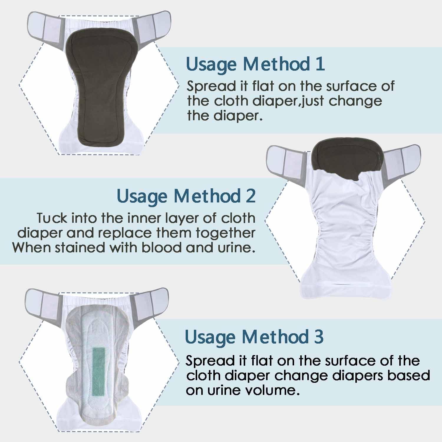 3 Pack Cloth Adult Diapers with Oversized Inserts, TPU Nappies Reusable Washable Incontinence Care Protection Diaper for Men or Women, Elderly, Waist 35.4-47.2In (L)