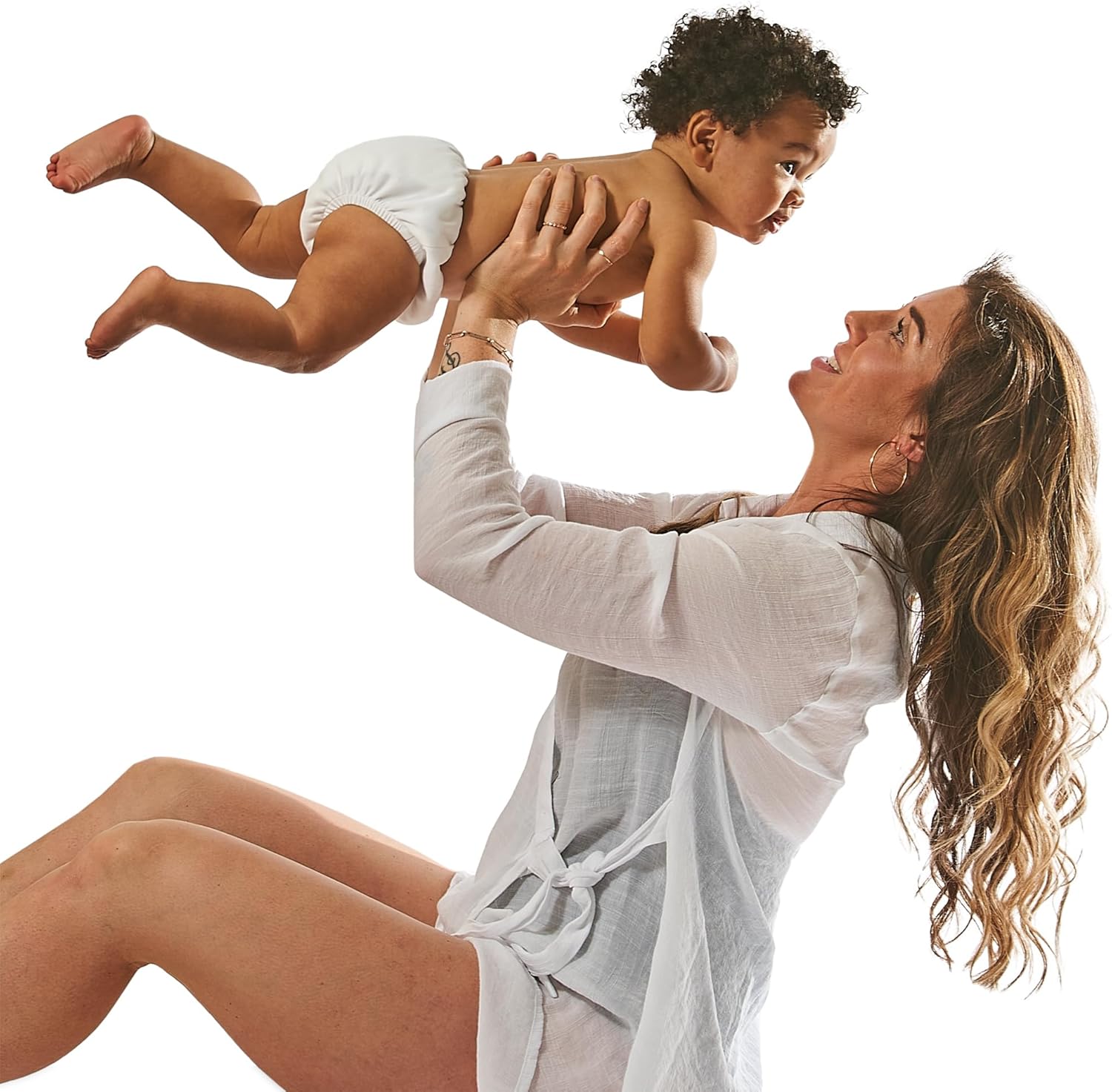 Alternative view of green sprouts Eco Pull-Up Reusable Absorbant Swim Diaper - Pink - 24 Mo