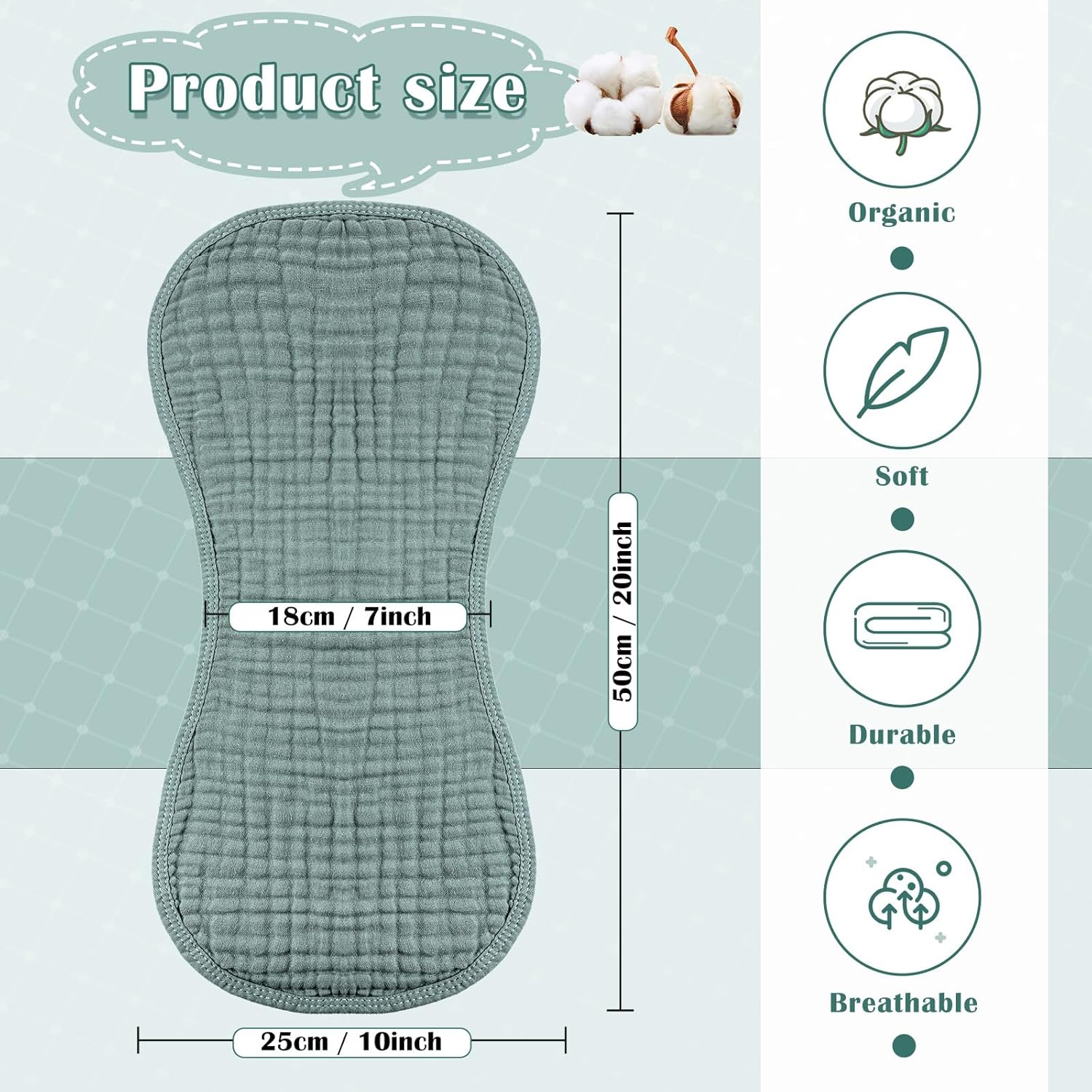 Frienda 8 Pack Muslin Burp Cloths for Baby Large 20 x 10 Inch Cotton Burp Rags for Spit up Drool Absorbent Soft Multicolor Wash Cloths Diapers for Newborn Girl Boy Essential Shower Gift(Vivid Color)