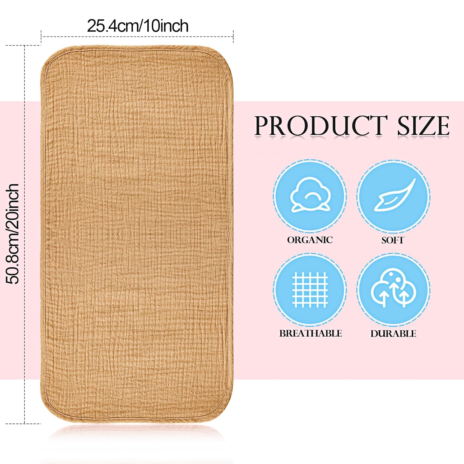 Alternative view of Hicarer 6 Count Muslin Burp Cloths Cotton Baby Burping Rags Large 20 x 10 Inch 6 Layers Spit up Rags Soft Absorbent Multicolor Wash Cloths Diapers for Newborn Baby Girl Boy(Retro Colors Series)