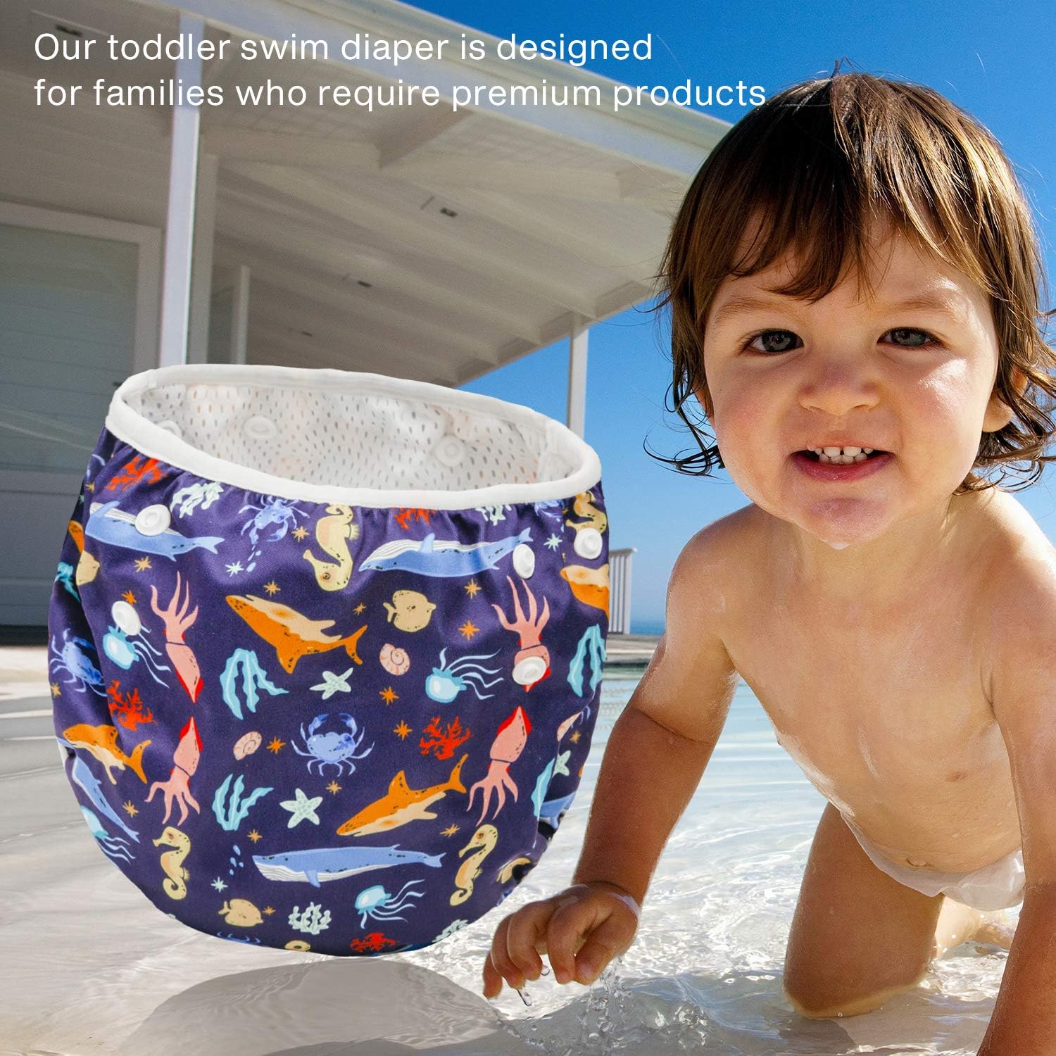 Joyo roy Reusable Swim Diaper 2pcs One Size Adjustable Baby Swim Diaper Reusable for Toddler Swimming Diapers Size 4 Soft Baby Boy Water Diapers 4T Pool & Beach Baby Essentials for Swimming Lessons - Image 5