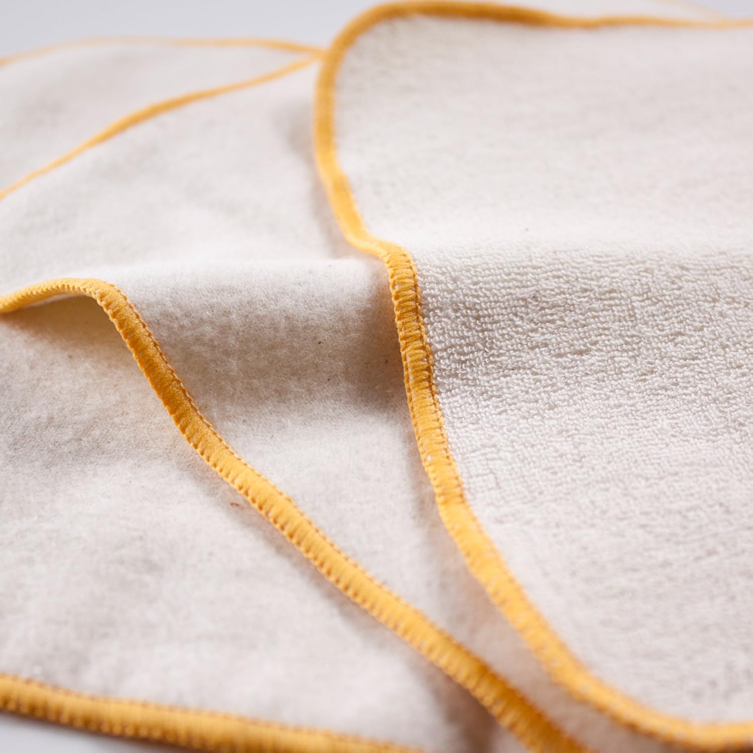 OsoCozy Terry Flannel Baby Wipes. Two Layered. Terry Velour on a Flannel Backing. Unbleached Ivory Color, 100% Cotton. 3 Attractive Stitching Colors Per Pack - 12 per Pack.