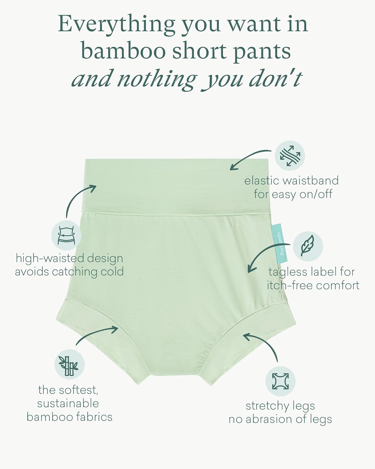 Alternative view of Baby Bloomers Bummies, Soft Bamboo Viscose High Waist Belly Shorts & Diaper Cover for Infant Toddler Girls Boys, 2-Pack