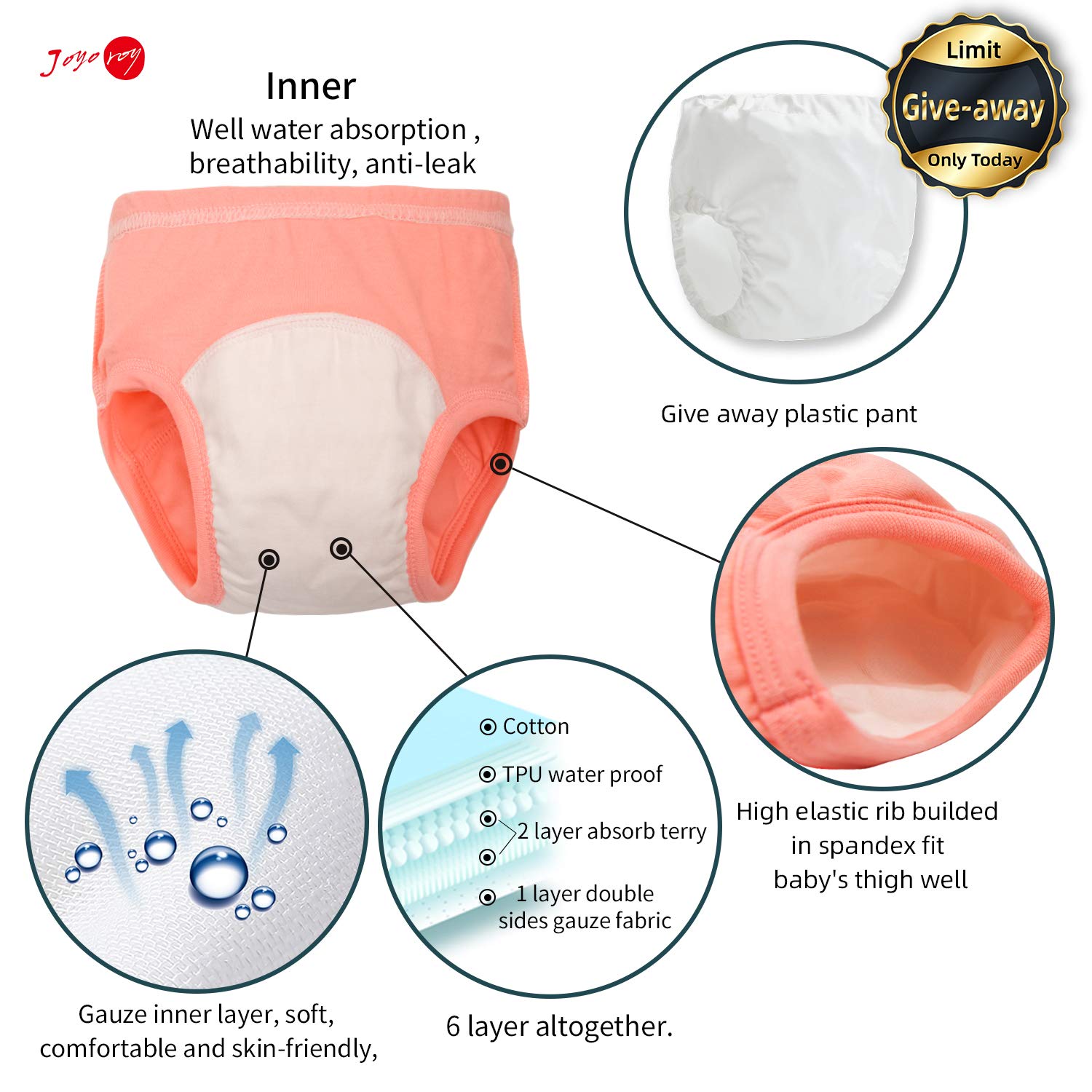 Alternative view of Joyo roy 1T6Pcs Training Diapers Toddler Underwear Girls Potty Training Pants Underwear For Toddler Girls Training Pants Toddler Potty Training Underwear Girls