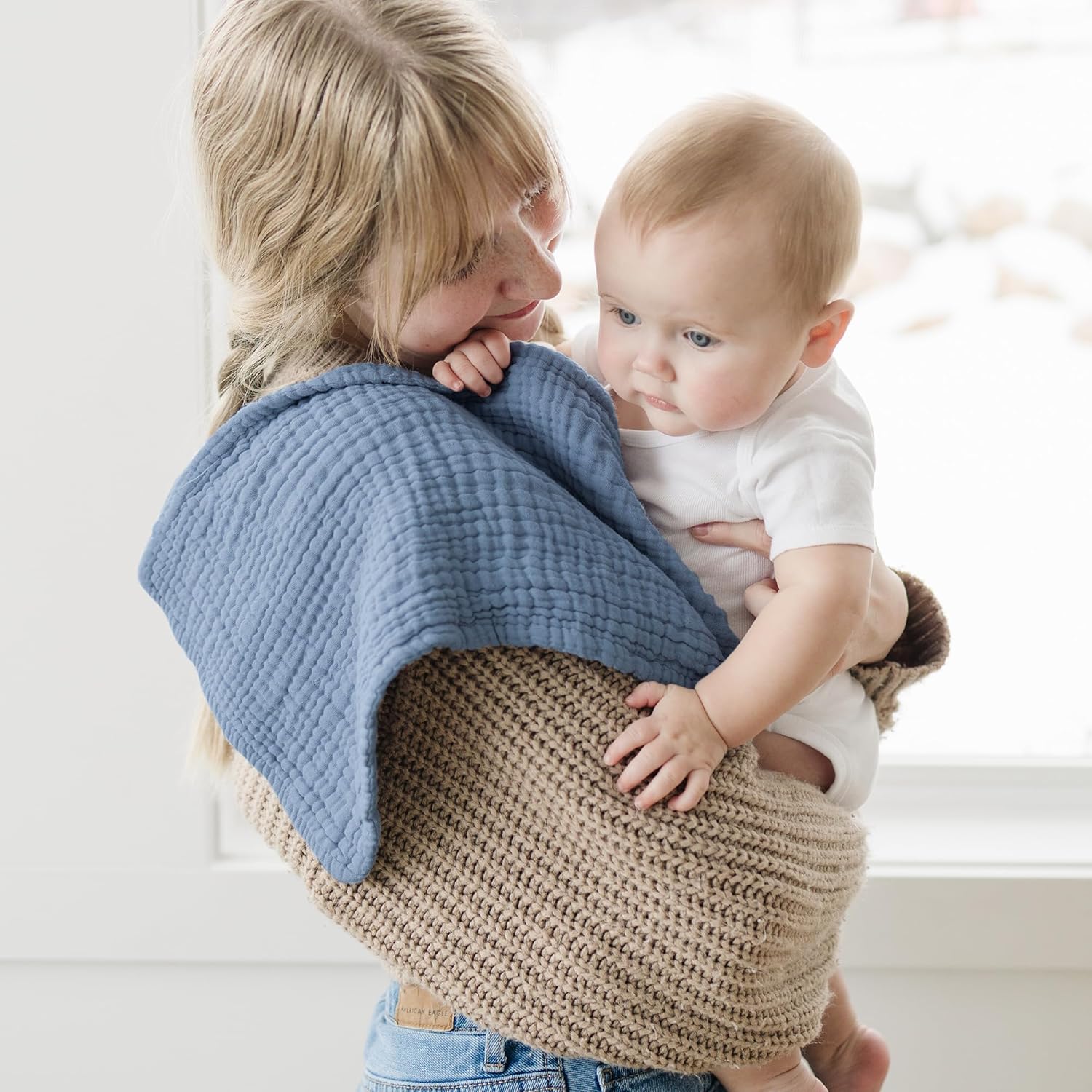 Konssy Muslin Baby Burp Cloths 6 Pack, Soft Absorbent 100% Cotton Burping Clothes for Newborns, Baby Boys and Girls, Unisex