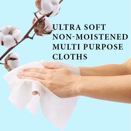 Disposable Dry Wipes, 100 Pack u2013 Ultra Soft Non-Moistened Cleansing Cloths for Adults, Incontinence, Baby Care, Makeup Removal u2013 9.5" x 13.5" - Hospital Grade, Durable u2013 by ProHeal