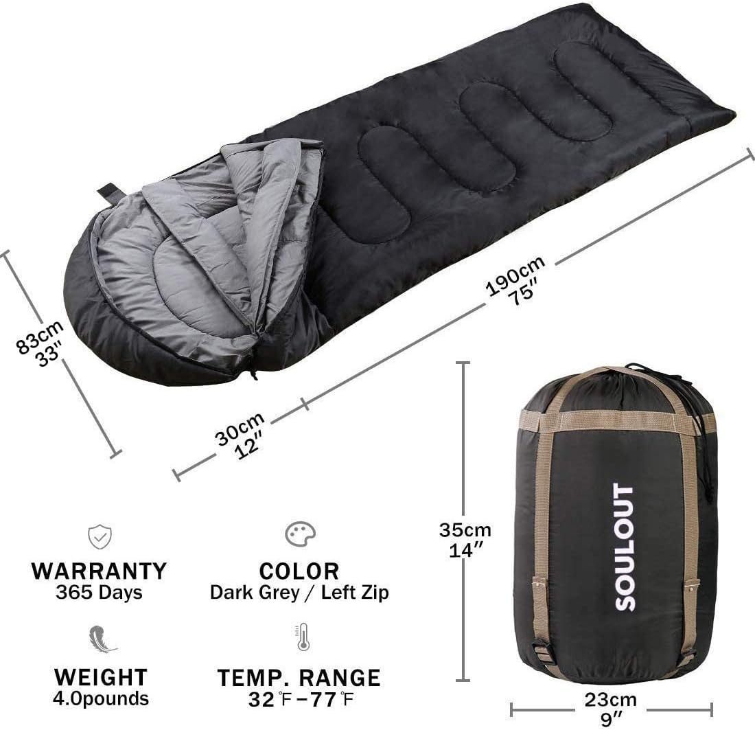 3-4 Season Sleeping Bag for Adults & Kids, Lightweight Warm Cold Weather Camping Bag with Waterproof Compression Sack u2013 Portable for Hiking, Backpacking, Traveling & Outdoor Adventures