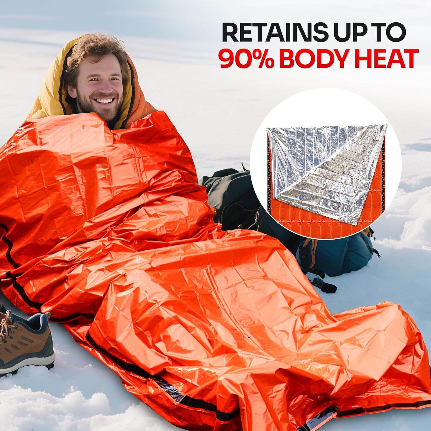 Alternative view of Emergency Sleeping Bag for Survival Gear and Supplies Life Bivy Sack Waterproof Mylar Emergency Blankets for Survival Kit Car Camping Gear Hiking Tac Bivvy Go Bags Supplies Sleep Sacks Shelter