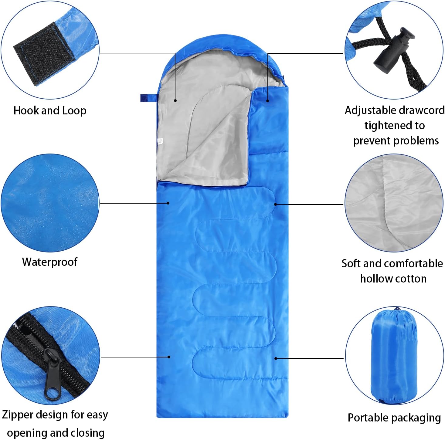 Alternative view of Junkin 12 Pcs Camping Sleeping Bag Bulk for Adults Homeless 4 Seasons Cold Warm Weather Sleeping Bags Waterproof Lightweight with Compression Sack for Hiking Travel Outdoor (Multicolor)