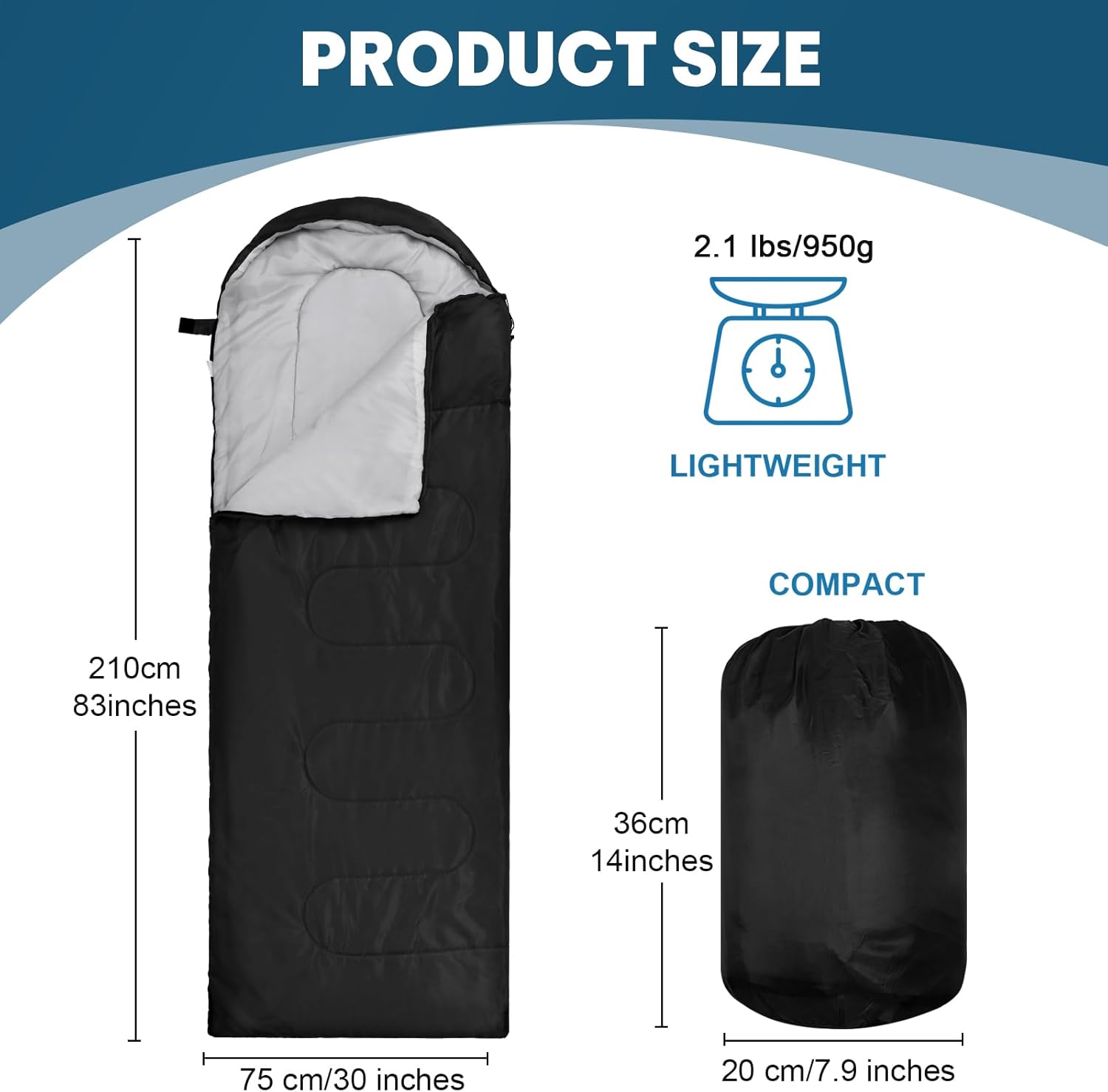 Alternative view of VitalCozy 24 Pcs Sleeping Bags for Adults Bulk Lightweight Waterproof Backpacking Camping Sleeping Bag with Compression Sack, Portable Compact for Winter Hiking Outdoor Camping Essential
