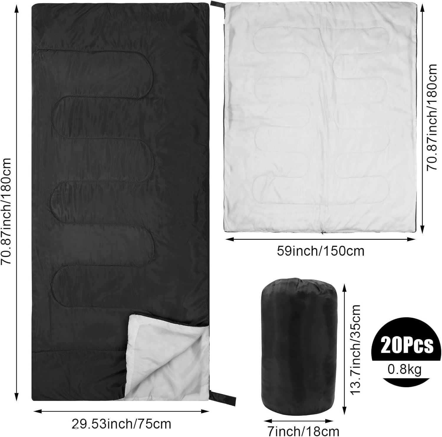 Peryiter 20 Pcs Sleeping Bags Bulk for Homeless People Adults Winter Sleeping Bags Bulk Outdoor Waterproof Lightweight Compact Backpacking for 4 Seasons Cold Warm Weather Camping Travel Hiking