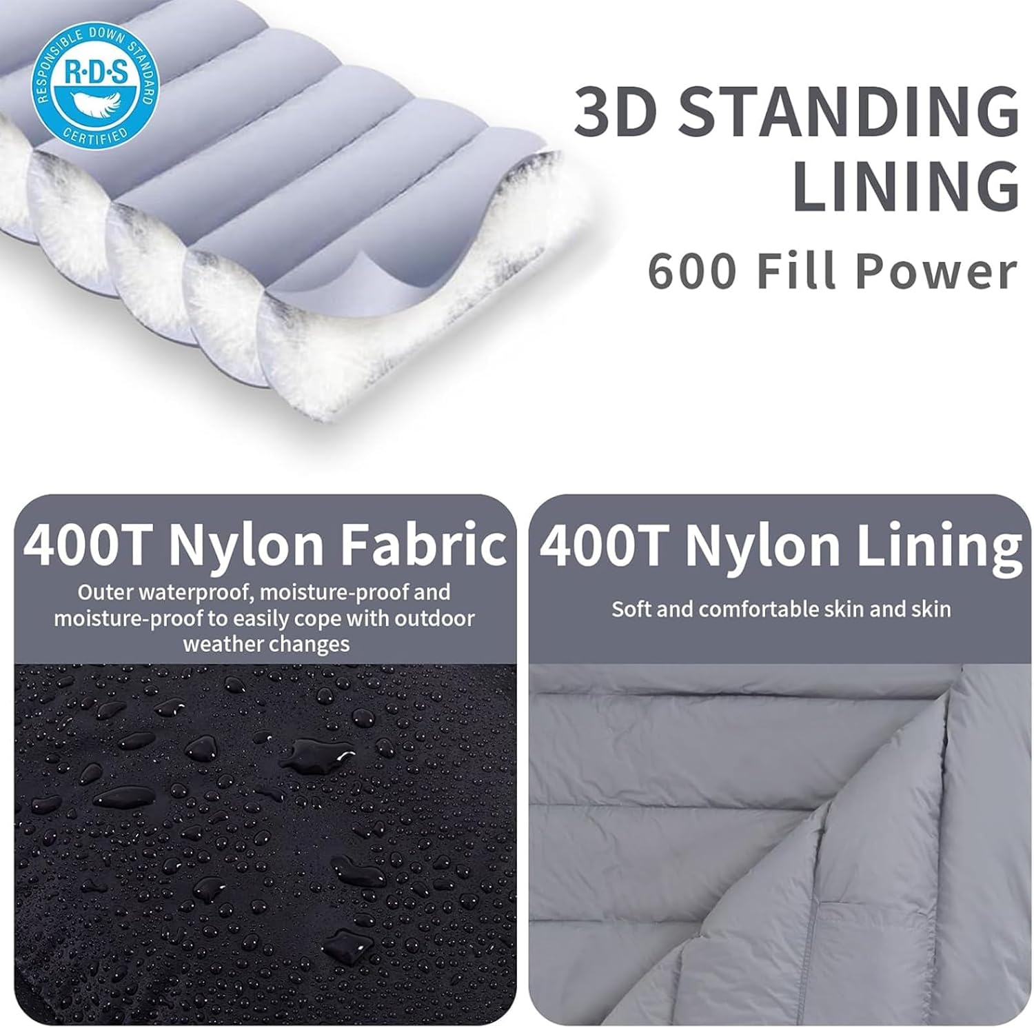 Alternative view of QEZER Ultralight Down Sleeping Bag for Adults - 600 Fill Power, Cold Weather, Backpacking, Camping, Hiking