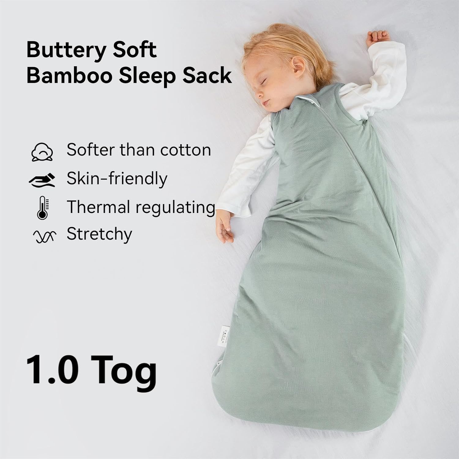 Alternative view of BubblePanda Rayon Made from Bamboo Sleep Sack 2t-3t 1.0 Tog Soft Toddler Sleeping Sack 24-36 Months for Babies 2-Way Zipper Baby Wearable Blanket