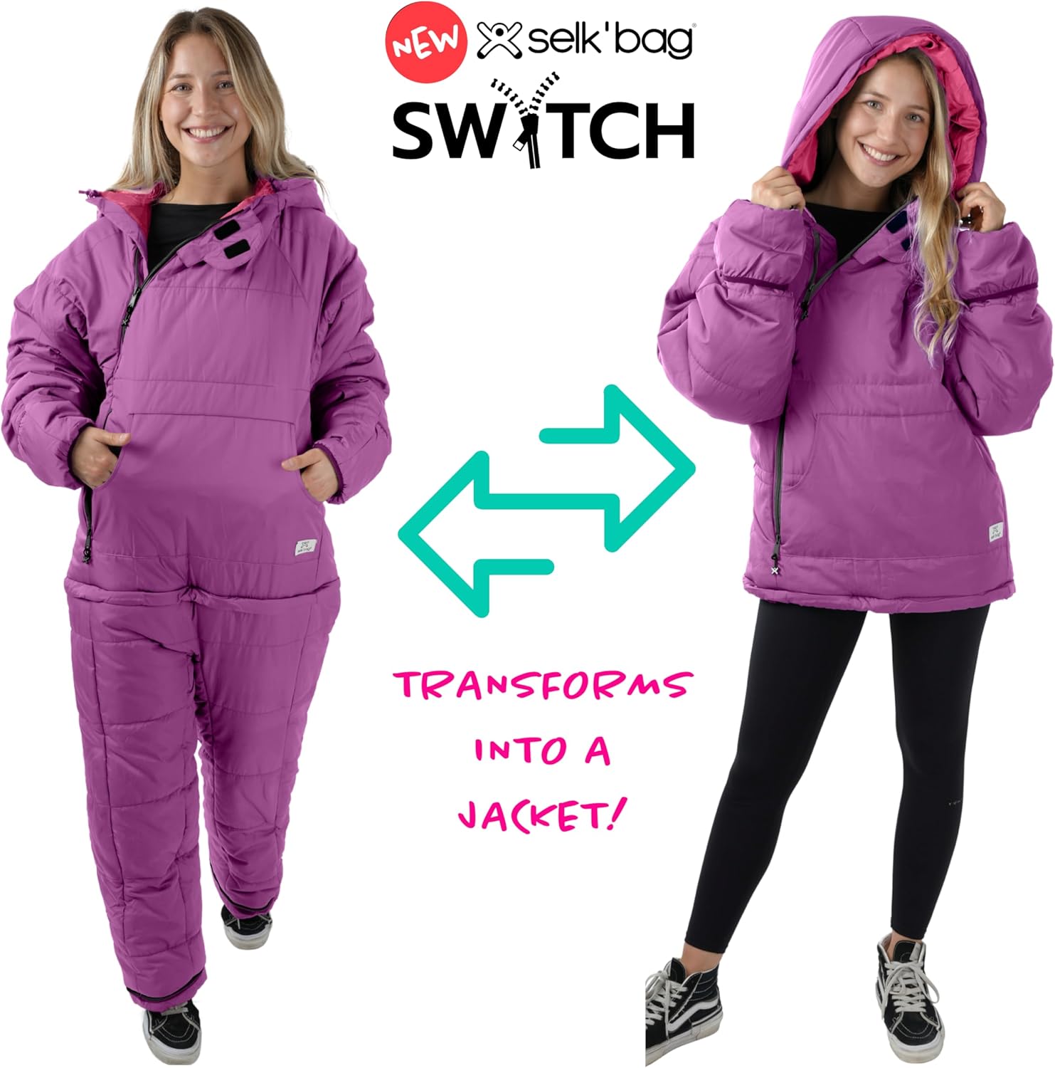 Selk'bag SWYTCH Lite Wearable Sleeping Bag & Jacket | 2-in-1, Lightweight, Eco-Friendly, 40°F for Camping & Travel