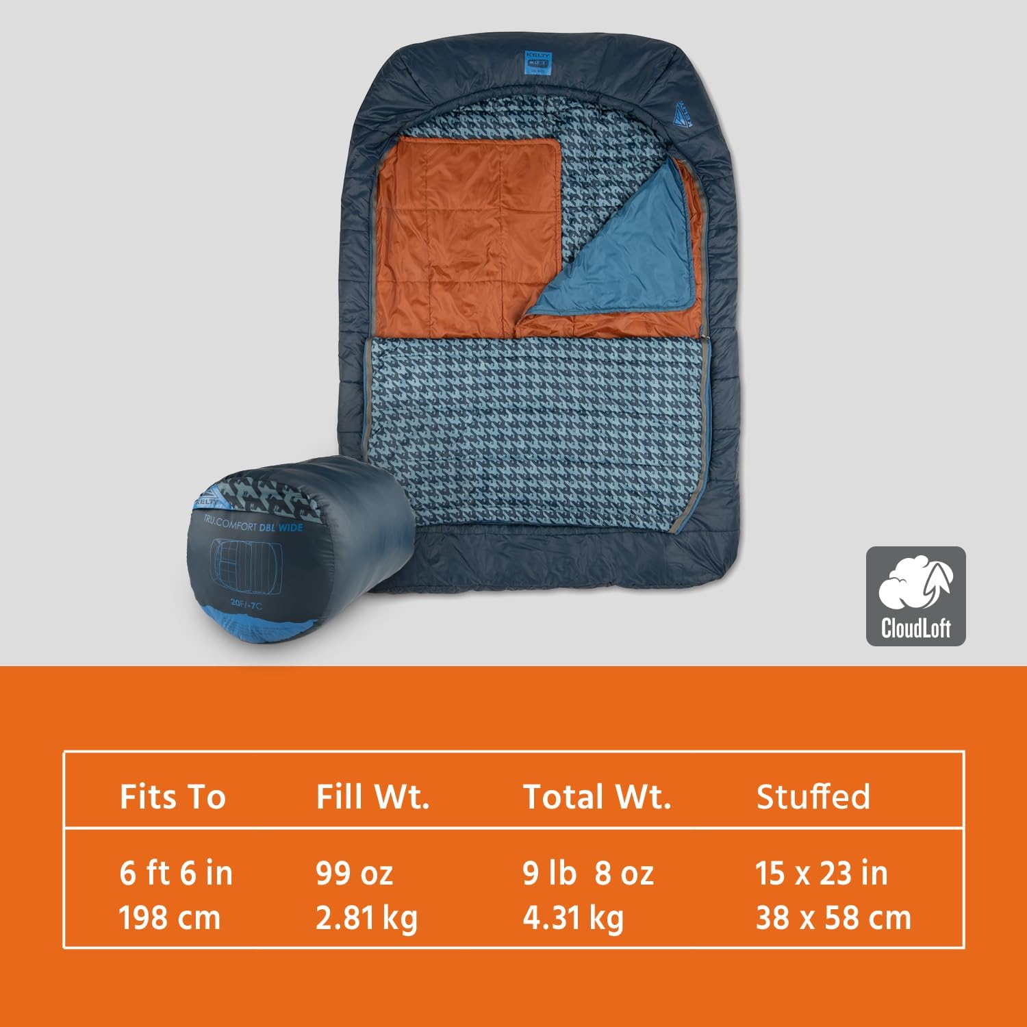 Alternative view of Kelty Tru.Comfort Doublewide 20 Degree Sleeping Bag u2013 Two Person Synthetic Camping Sleeping Bag for Couples & Family Camping