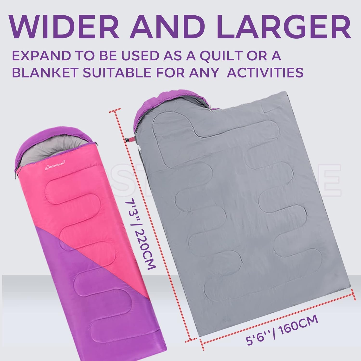 Alternative view of Clostnature Sleeping Bag for Adults and Kids - Lightweight Camping Sleeping Bag for Girls, Boys, Youths, Ultralight Backpacking Sleeping Bag for Cold Weather - Compression Sack Included(Left Zipper)