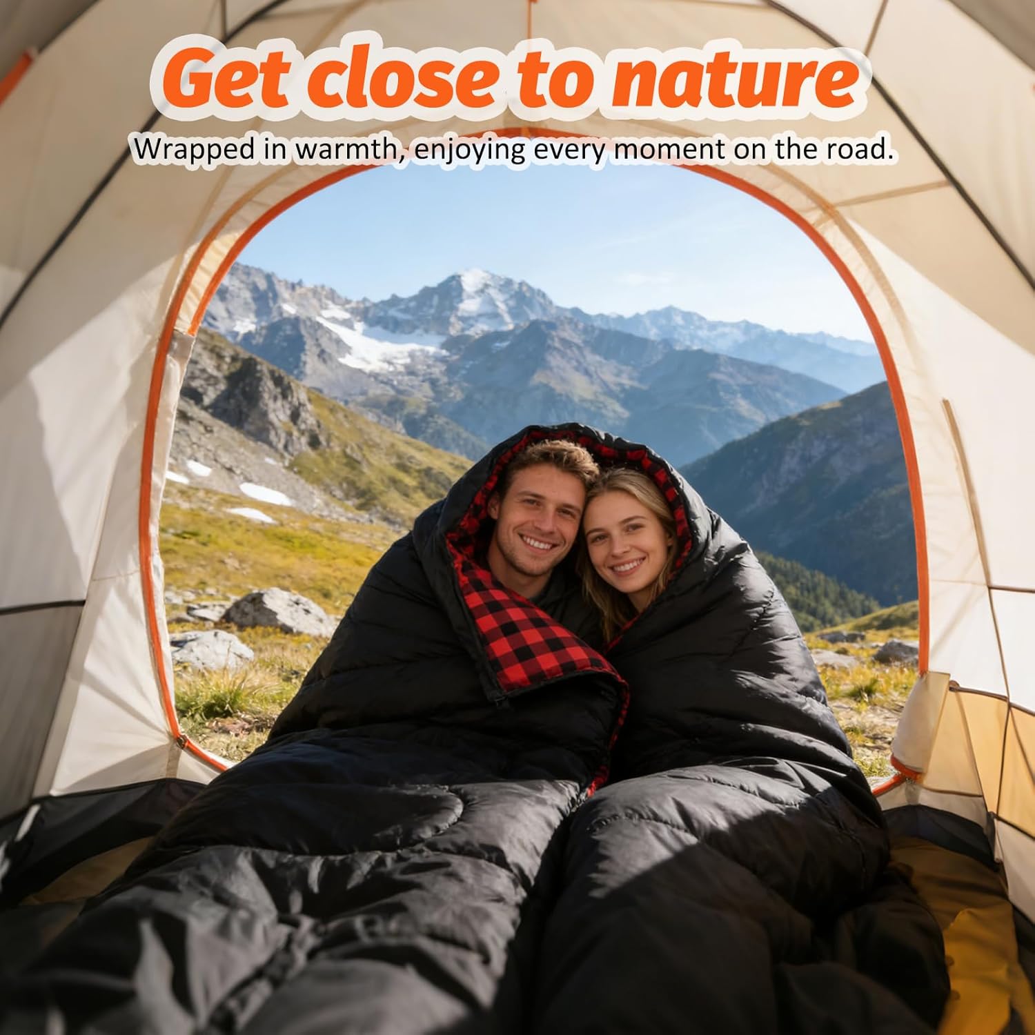 Swtmerry Double Sleeping Bag for Adults with 2 Pillows, Big & Tall Queen Size XL Sleeping Bag for 2 Person, Waterproof & Lightweight Warm for 3 Seasons, Cold Weather,Camping, Hiking & Backpacking