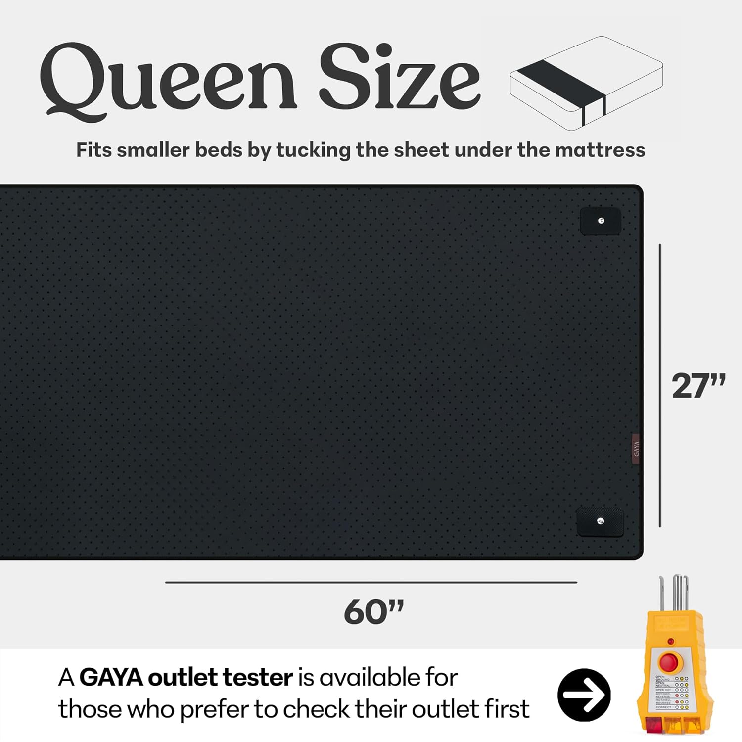 Grounding Mat for Bed (King/Queen/Full/Twin) - Earthing Grounding Pad, Soft Breathable Conductive Carbon Sleep Mat, Better Sleep & Muscle Relaxation, Anti-Slip Durable, Easy Setup, Gift Box Included